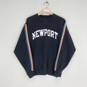 Vintage 90s Newport Sweatshirts Newport Sweater Blue Embroidery Logo Newport Rhode Island Crewneck Newport City Pullover Jumper Size S