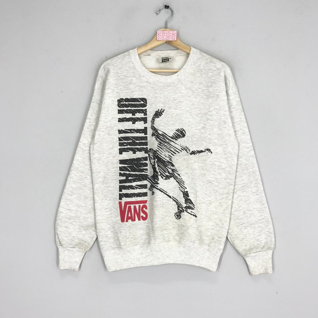 Vintage 90's Vans Usa Sweater Grey Vans Skateboarding Big Print
