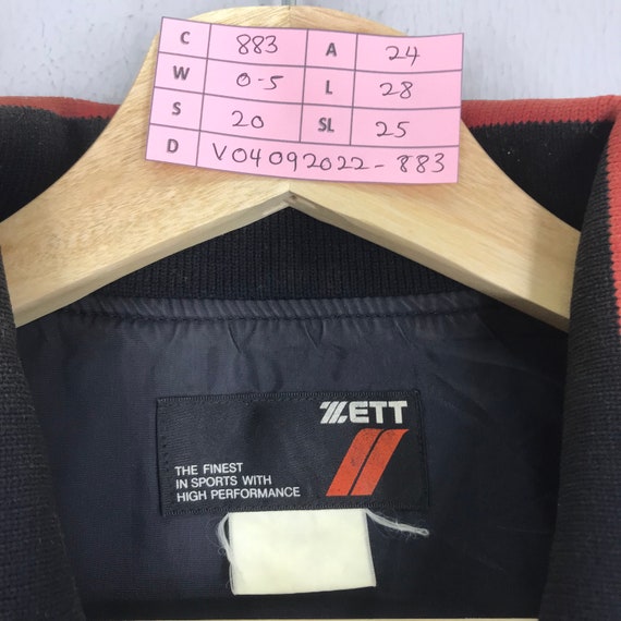 Vintage Zett Sportswear Varsity Jacket Baseball Black Snap Button