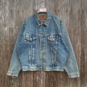 Vintage Big John Denim Jeans Truckerjacka Syrtvättad Jeansjacka Storlek M