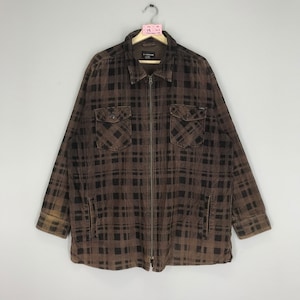 Rare!! AIRWALK Corduroy Double Pocket Zipper Jacket Checkered Style Airwalk Skatebording Shirt Size XXXL