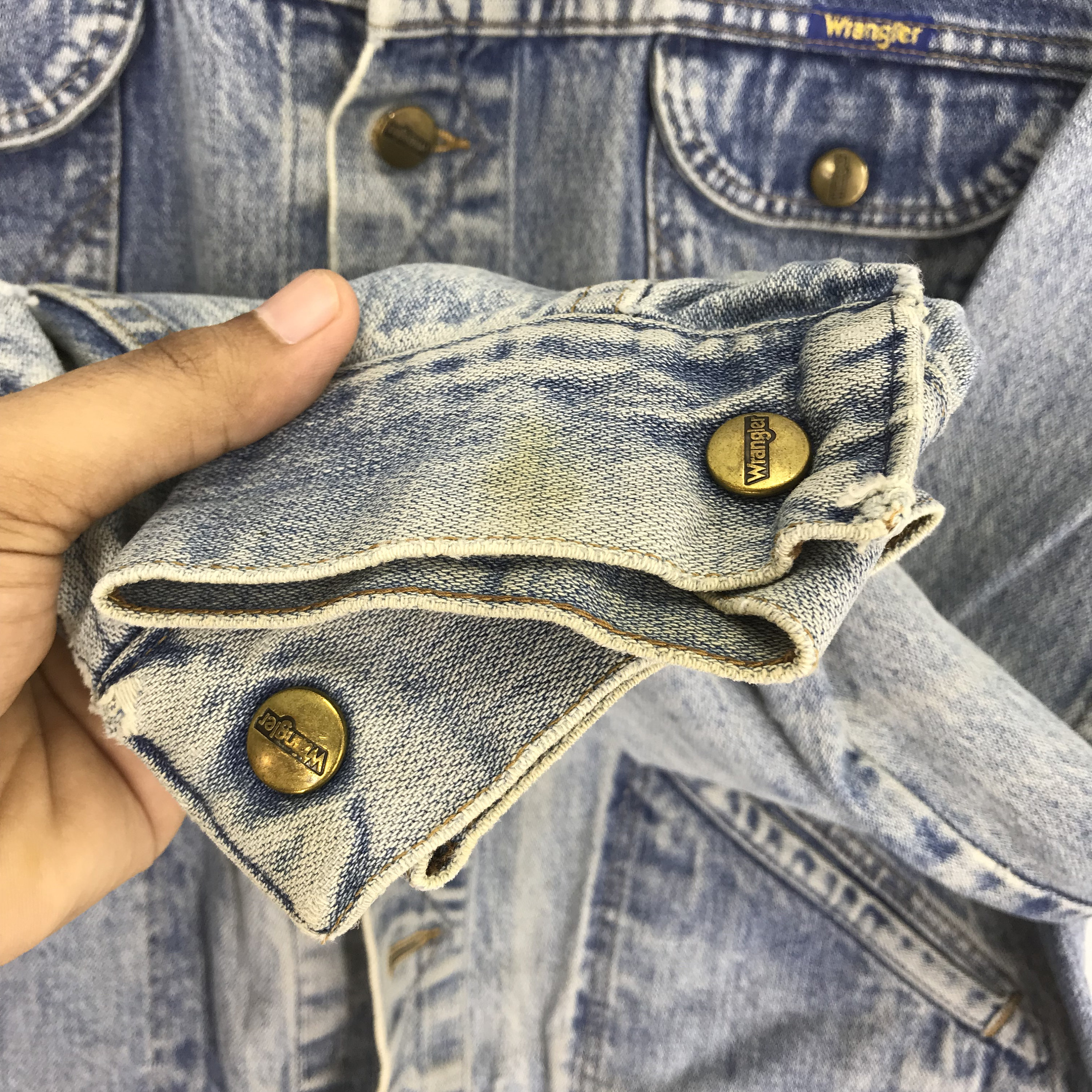 Vintage 90s Wrangler Stone Wash Denim Jeans Trucker Jacket Medium