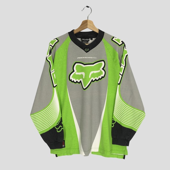 Vintage 90s Fox Racing Team Motocross Green Long Sleeve