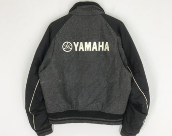 Vintage 90's Yamaha Motorsport Bomber Jacket Wool Black