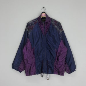 Rare!! Vintage Retro Light Jacket Colourblock Windbreaker Jacket Zipper Size M