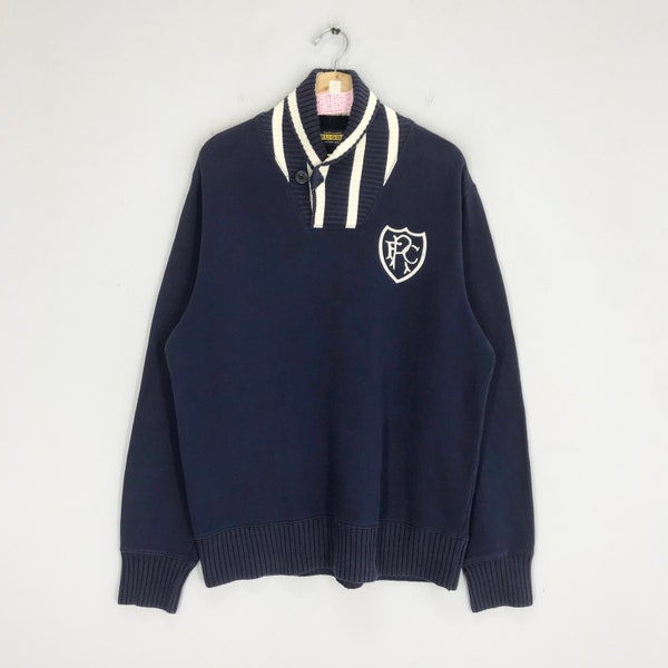 Vintage Y2K Polo Ralph Lauren Rugby Sweatshirt Half Button Ralph Lauren Pullover Blue Large Ralph Lauren Rugby Sportswear Jumper Size L