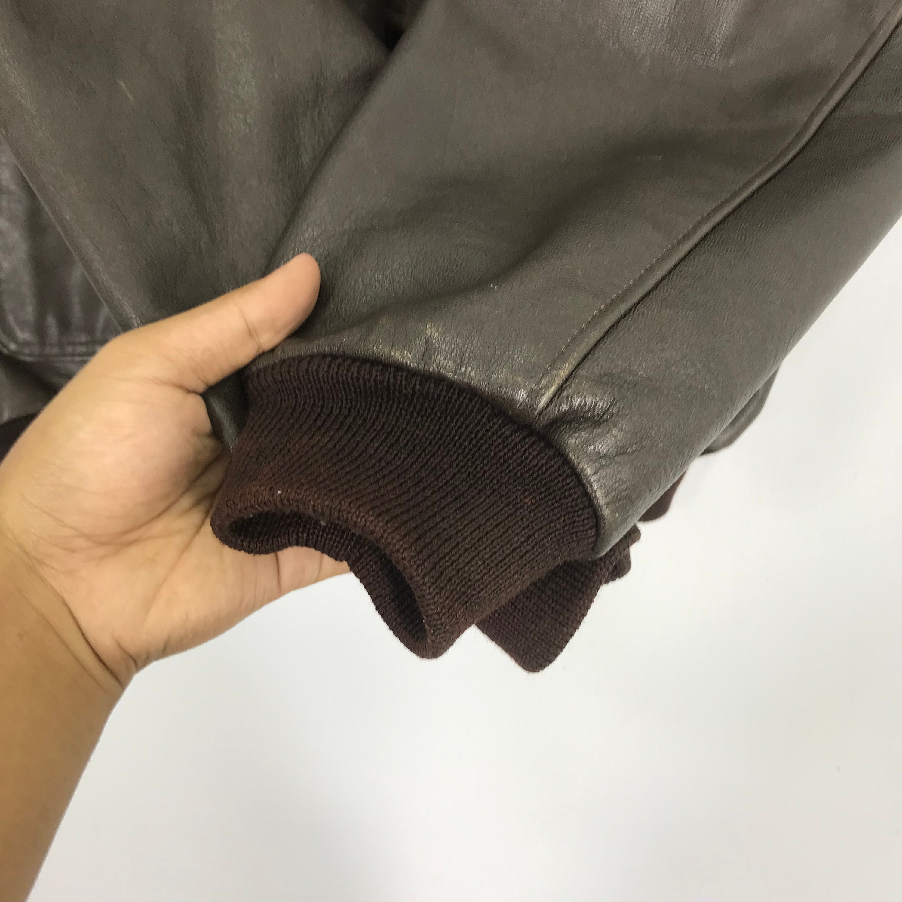Vintage 90's LL Bean Usa Leather Jacket Double Pocket LL Vintage 90's LL Bean Usa Leather Jacket Double Pocket LL