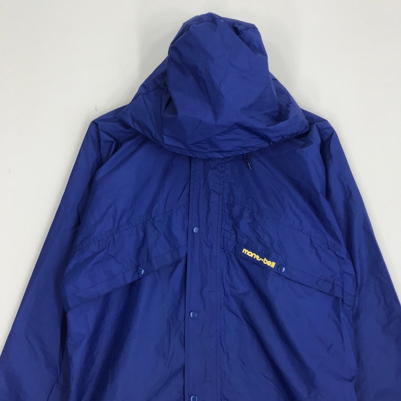 Vintage Montbell Sportswear Blue Waterproof Windbreaker Jacket Hoodie Montbell Zipper Jacket Size M zdjęcie 3