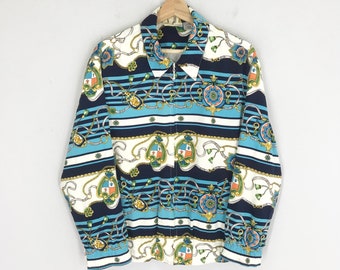 Vintage 90s Alfred Dunner Bomber Style Baroque Gold Chain Jacket Medium Pop Art Luxury Styles Retro Multicolor Psychedelic Jacket Size M