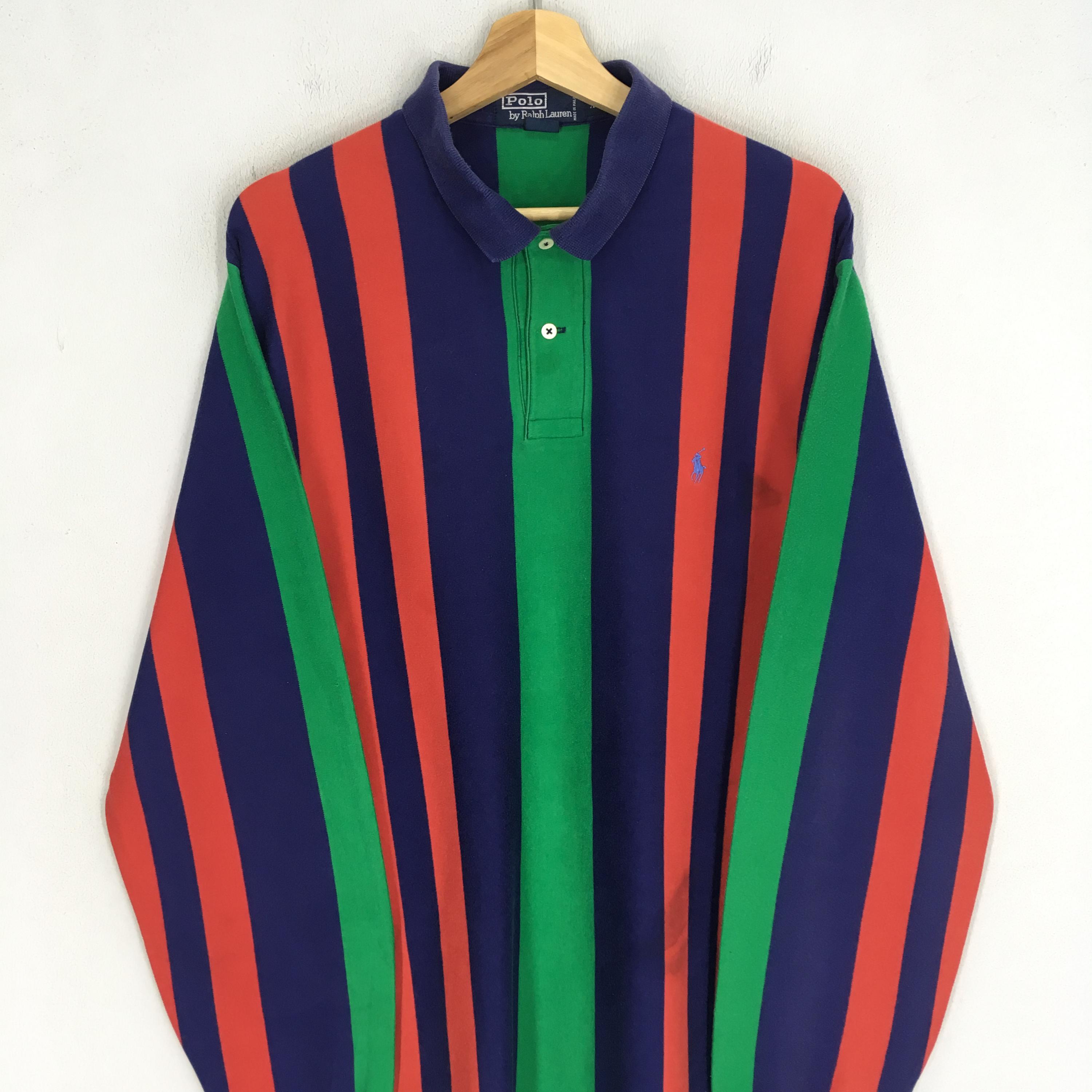 Vintage 90's Polo Ralph Lauren Multicolor Striped Xlarge Polo