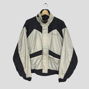 Vintage 90s Nankai Super Rain Gear Silver Bomber Jacket Large Nankai Motorcycle Riders Colorblock Outerwear Racing Motorsport Jacket Size L
