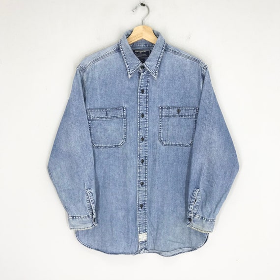 Vintage Polo Sport Ralph Lauren Denim Blue Shirt Medium Polo Sport