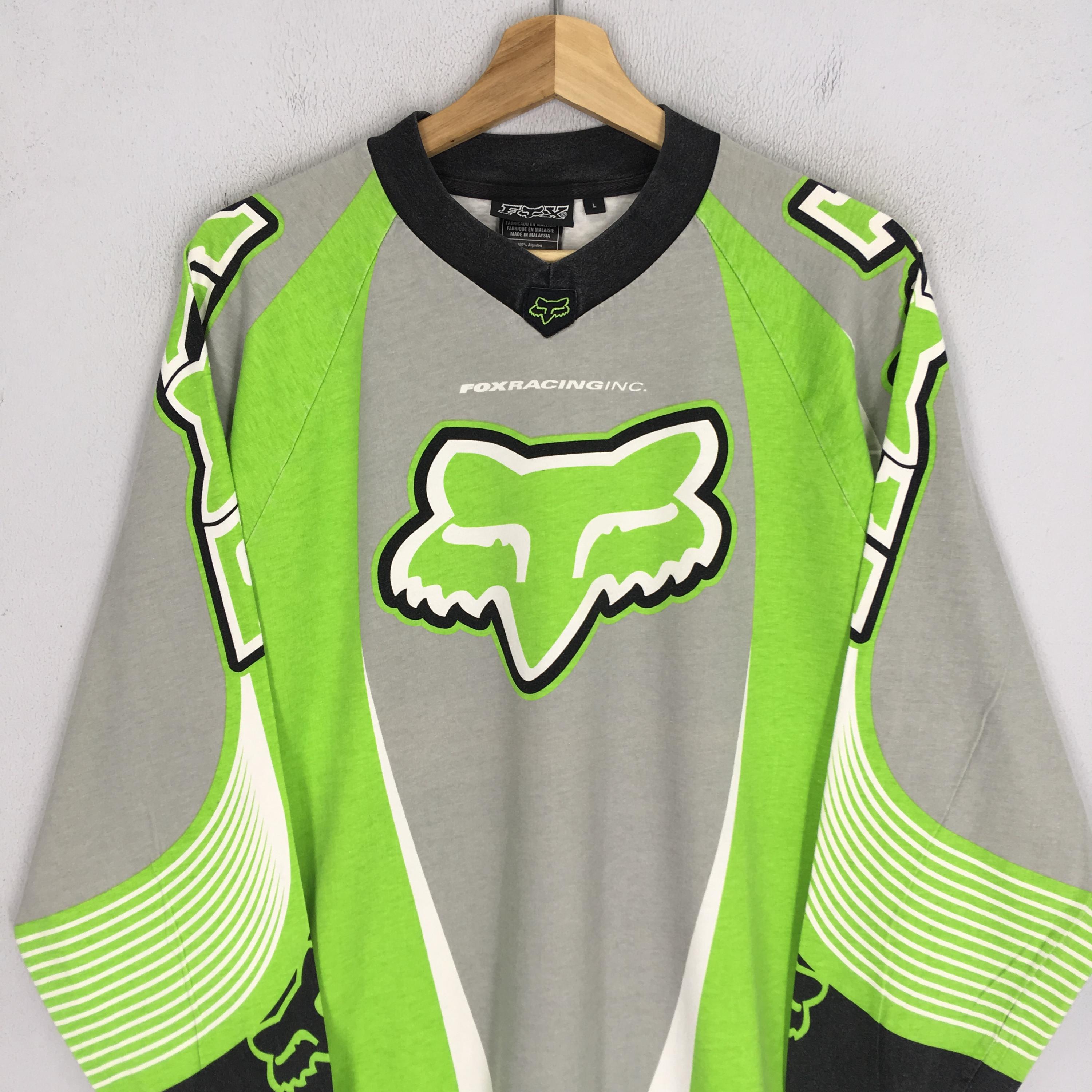 Vintage 90s Fox Racing Team Motocross Green Long Sleeve Tshirt