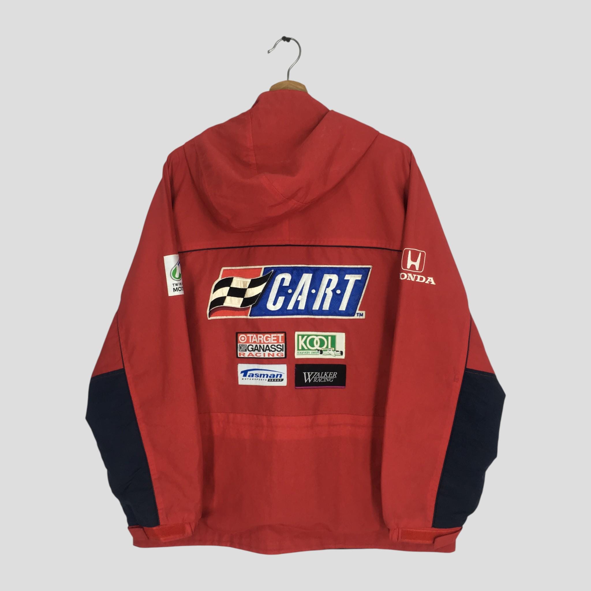 Vintage 90's Honda Racing Team Hoodie Red Jacket Large Honda