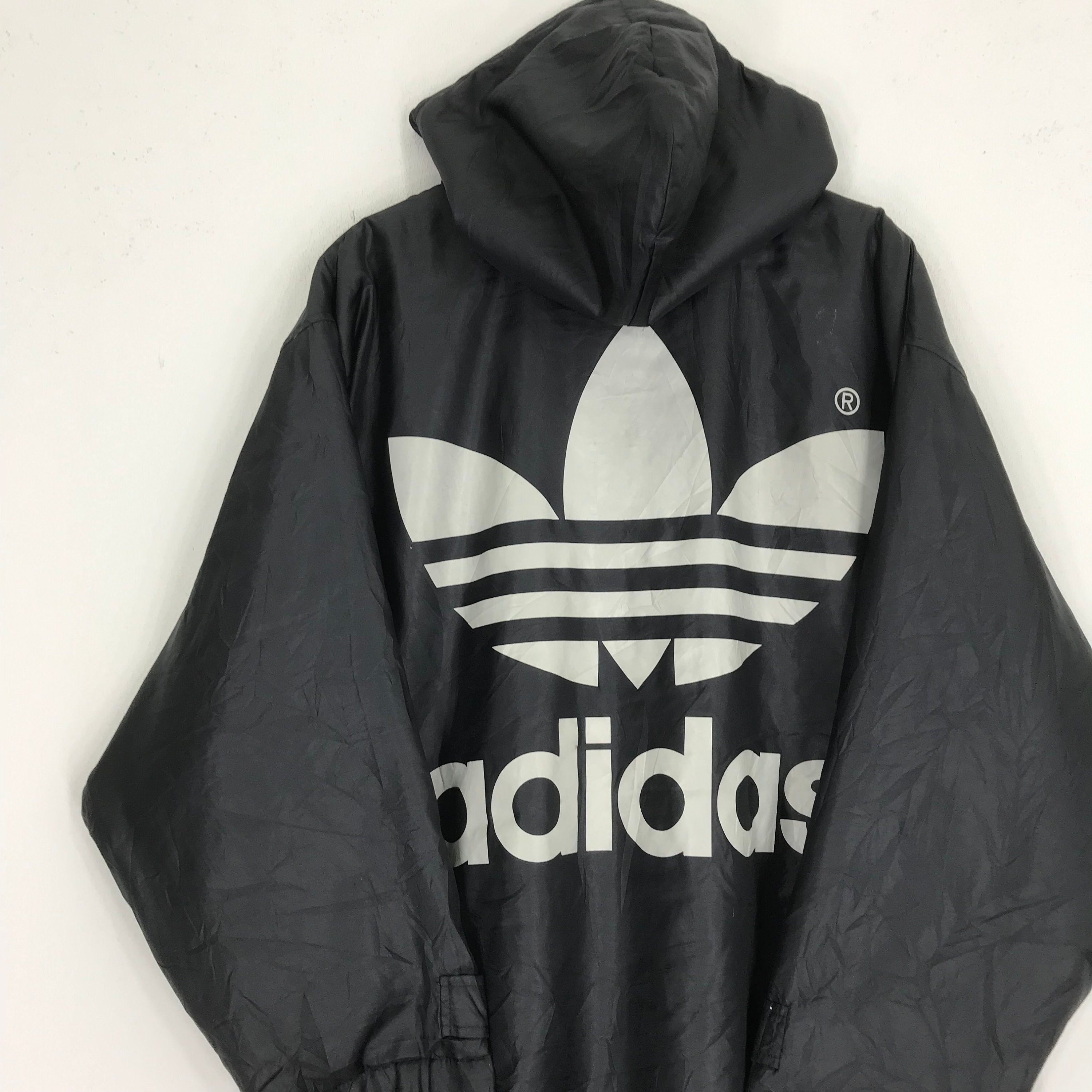 Vintage Adidas Trefoil Big Logo Hoodie Jacket Windbreaker Adidas
