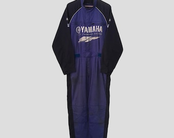 YAMAHA レーシングオーバーオール Vintage 90s Distressed Yamaha Japan Racing Team Blue Coveralls