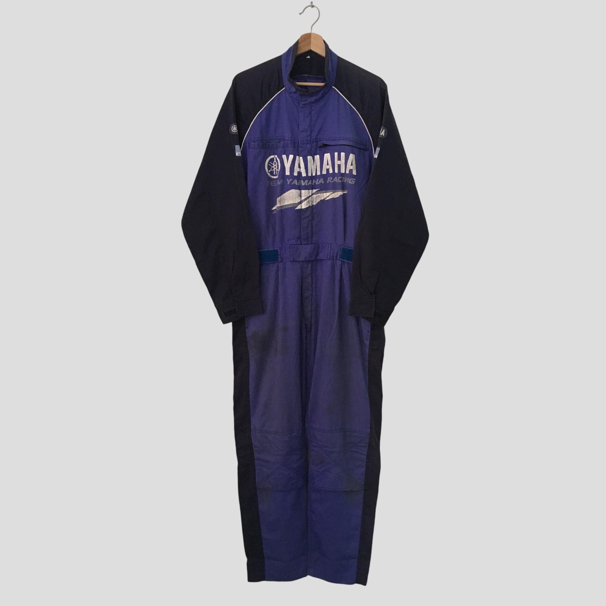 Vintage 90s Distressed Yamaha Japan Racing Team Blue Coveralls