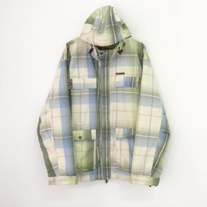 Vintage 90s Ski Wear Jacket Large Hoodie Winter Jacket Checkered Bomber Jacket Outerwear Skiing Snow Jacket Coat Size L