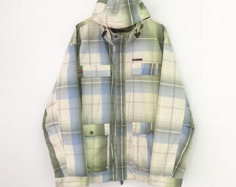 Vintage 90s Ski Wear Jacket Large Hoodie Winter Jacket Checkered Bomber Jacket Outerwear Skiing Snow Jacket Coat Size L