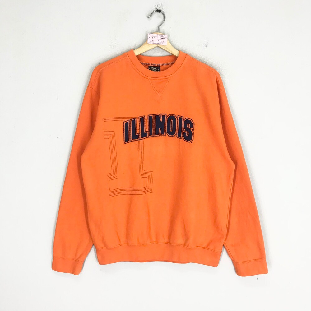 Vintage Illinois State University Orange Sweatshirt Illinois State Spell Out Big Logo Crewneck Llinois State University Pullover Size M Holoshirts