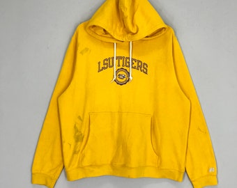 Vintage University of Louisiana LSU Tigers Sweater Hoodie Louisiana State University Basketball Hoodie Yellow Lsu Tigers University Size XL