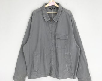 Jaqueta de trabalho vintage Eddie Bauer jeans com zíper Jaqueta de trabalho Eddie Bauer com três bolsos cinza masculina agasalho casual de algodão tamanho GG
