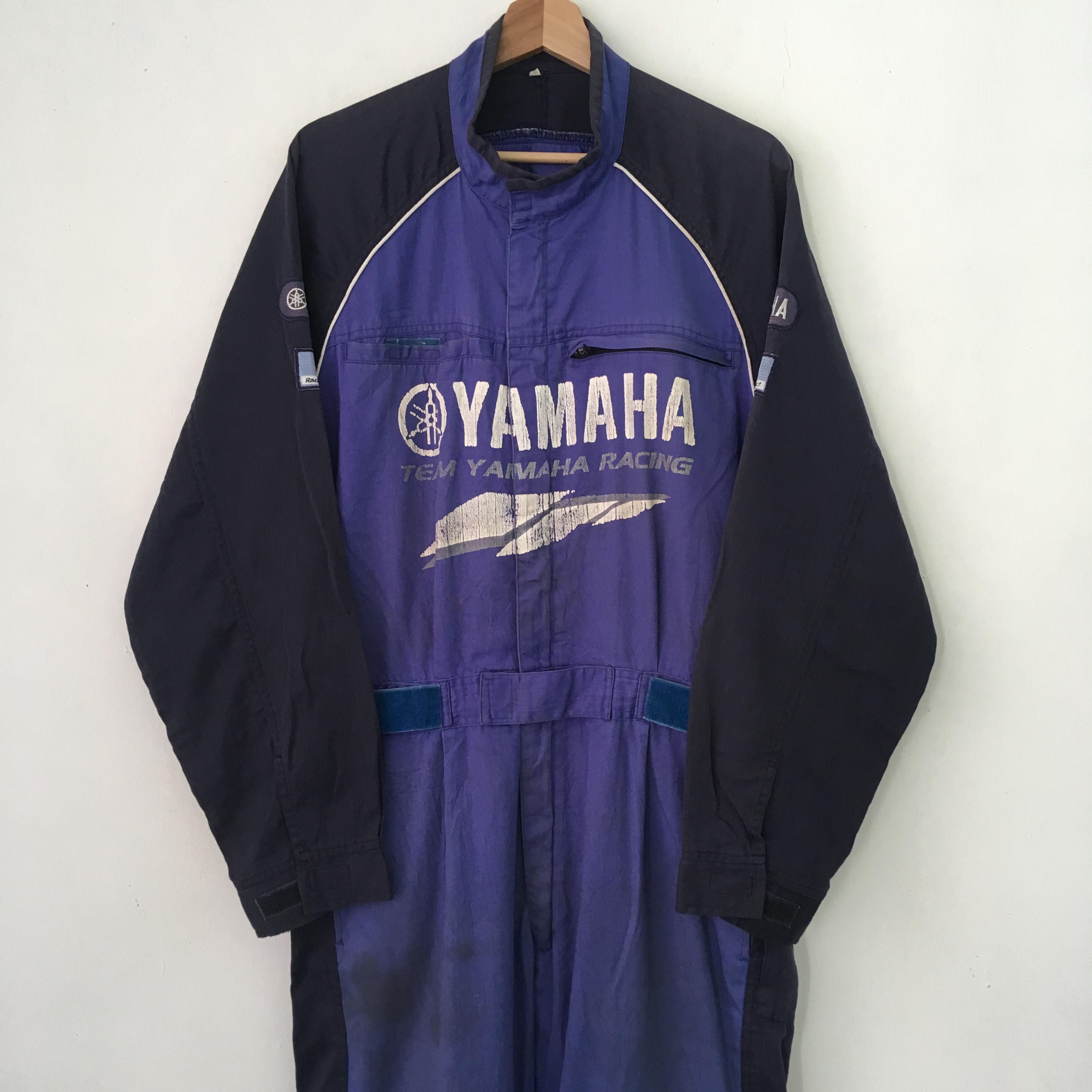 Vintage 90s Distressed Yamaha Japan Racing Team Blue Coveralls