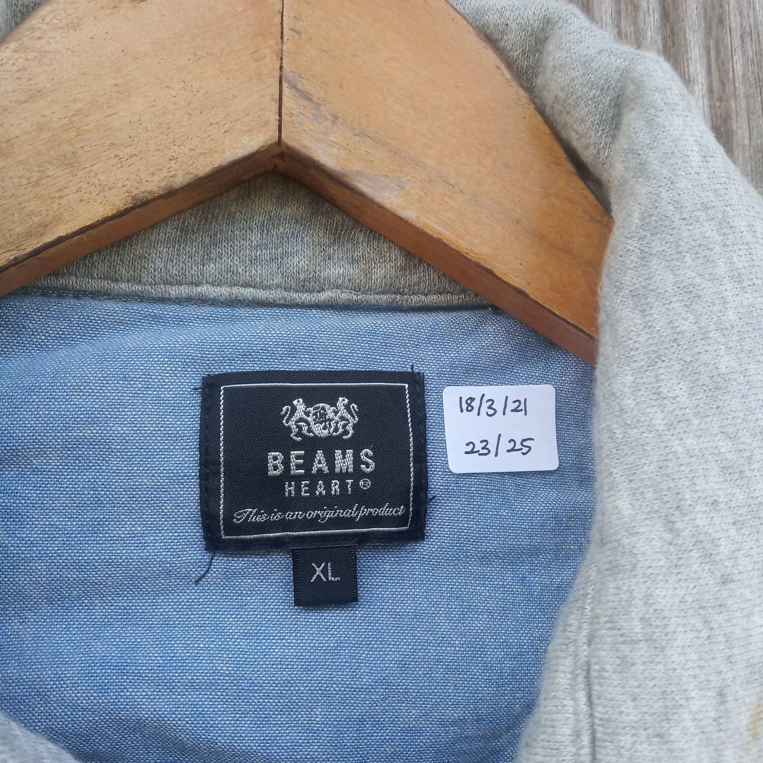 00s archive BEAMS HEART cardigan 古着 y2k Rare!! Beams Heart Button Down Style Sweater Jacket Double