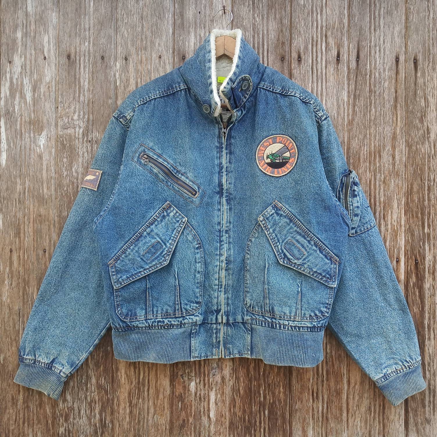 Vintage Bobson Denime Jeans Flight Jacket Tactical Pocket Style 