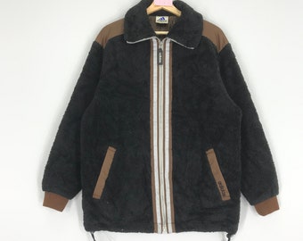 Vintage 90s Adidas Sportswear Bulky Fleece Sweater Jacket Large Adidas Sport Warmer Jacket Outwear Sport Zipper Jacket Outfit Size L