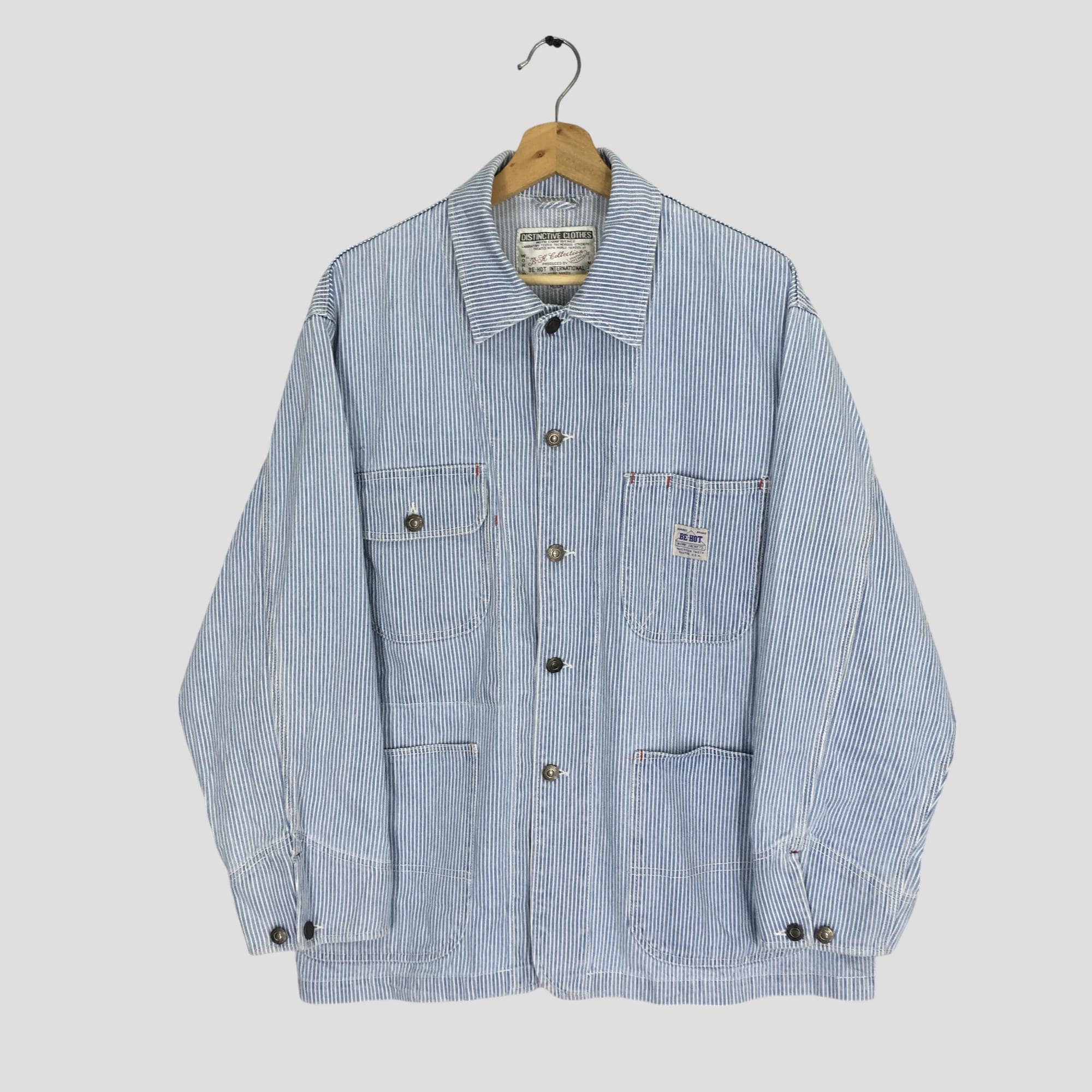 Railroad Stripe Denim Jacket - Etsy