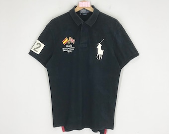 Vintage Polo Ralph Lauren Rugby Shirt Black Medium Polo Pony Ralph Lauren Embroidery Logo Ralph Lauren Polo Shirt Rugby Size M