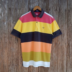 FRED PERRY Sportswear Colourblock Polo Shirt Embroidery Logo Medium size
