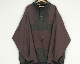 Vintage Style Anorak Jacket Half Snap Button Waterproof Sweater Jacket Windbreaker Outdoor Jacket Size XXL