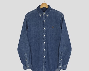 Vintage Beverly Hills Polo Club Denim Work Shirt Xlarge BHPC Polo