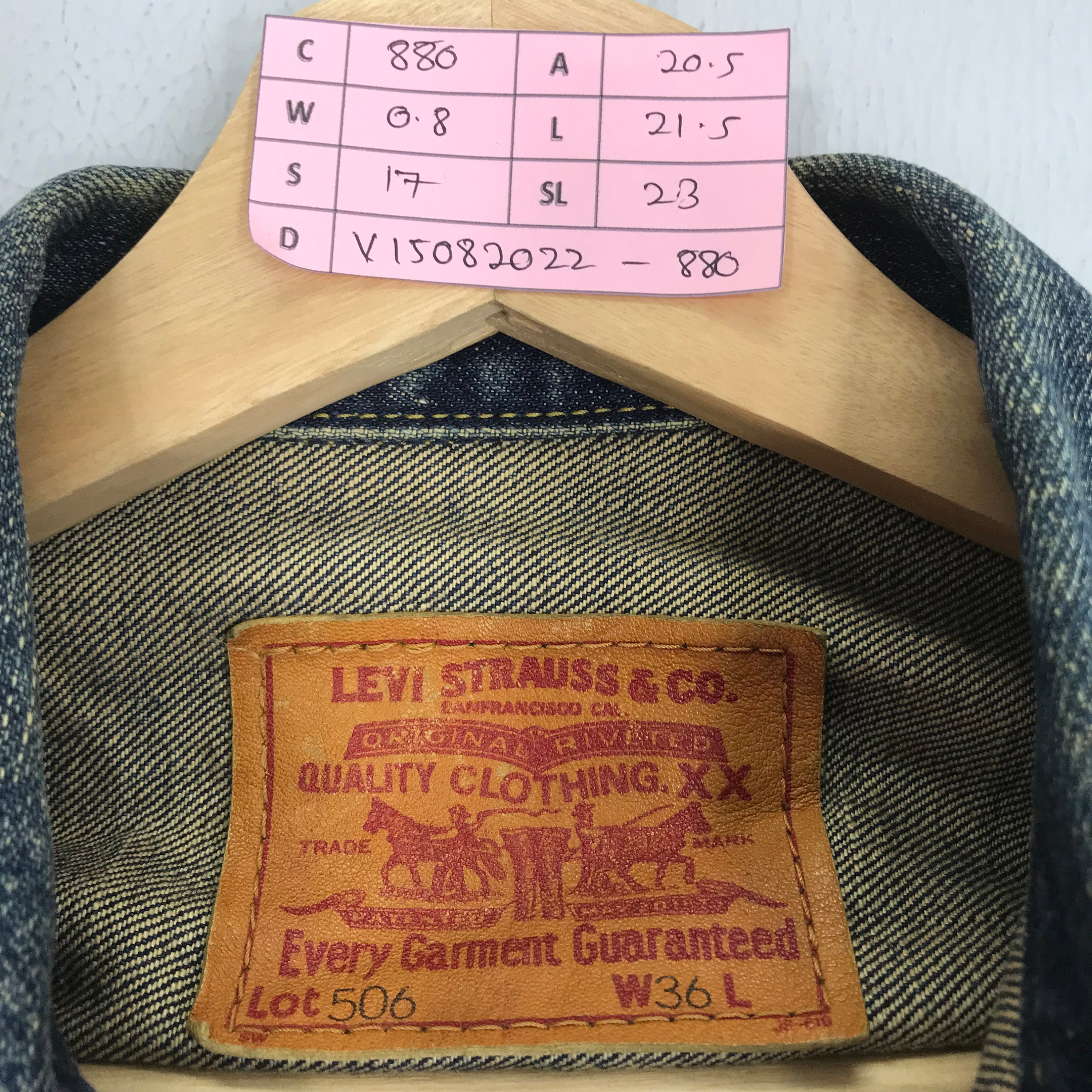 Vintage Levis Big E 506 Denim Type 1 Jeans Trucker Jacket Vintage Levis Big E 506 Denim Type 1 Jeans Trucker Jacket