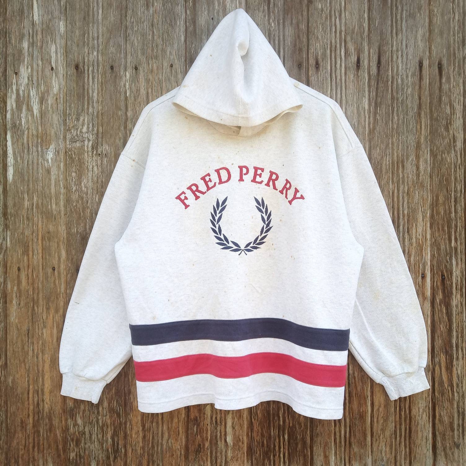 Vintage Distressed Fred Perry Big Logo Hoodie Colourblock Fred Perry Embroidery Logo Etsy