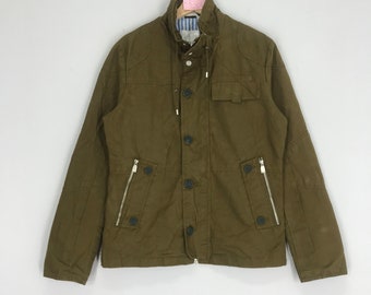 Chaqueta vaquera con estampado de ropa de trabajo vintage para mujer, chaqueta vaquera marrón de trabajo, chaqueta utilitaria con botones, talla M