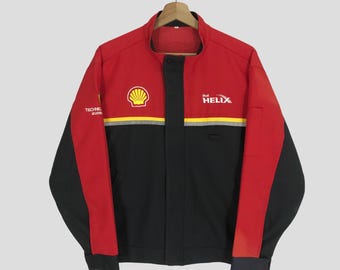 レア　昭和シェル石油 HELIX フェラーリ　パートナーシップ　ブルゾン　XL Vintage Shell Helix Oil Brand X Ferrari Work Uniform Japan Jacket