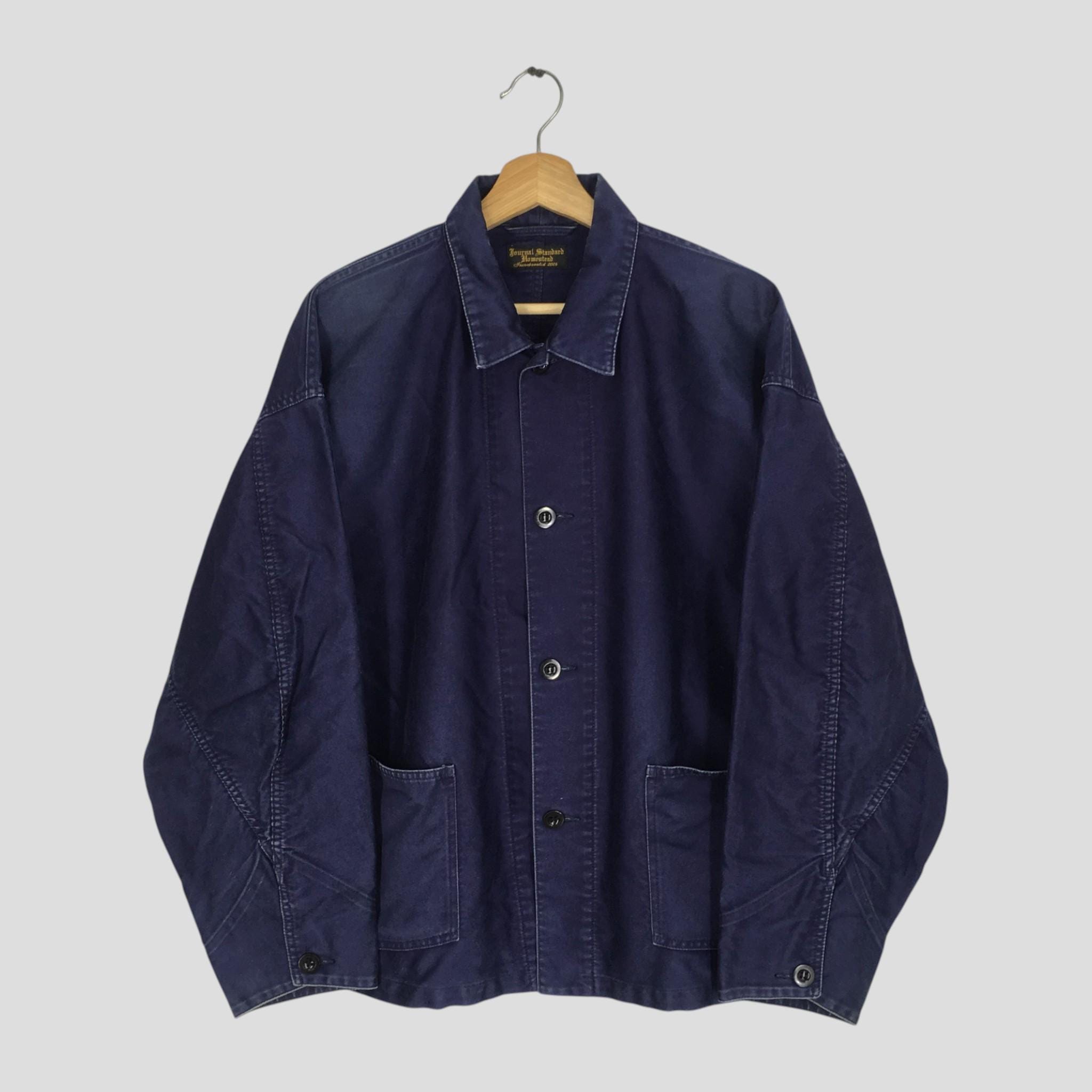 Journal Standard, Vintage Journal Standard Denim Workers Button Jacket Large Journal Standard Homestead Frenchwork Vetra Union Made Double Pocket Coat Size L