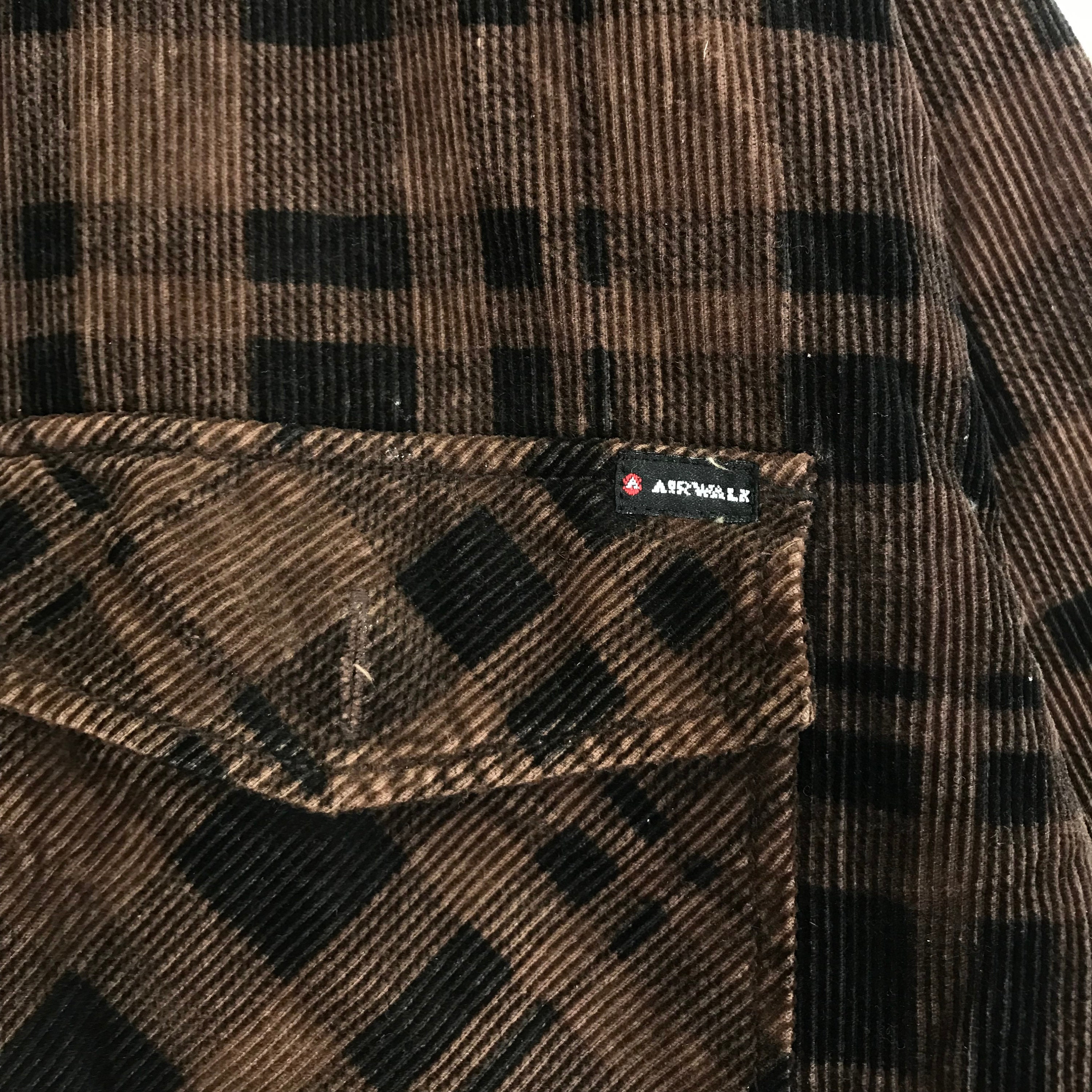 Rare!! AIRWALK Corduroy Double Pocket Zipper Jacket Checkered 
