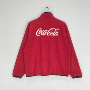 Vintage Coca Cola Bulky Fleece Sherpa Sweater Jacket Coke Carbonated Usa Drink Sweater Jacket Red Size M