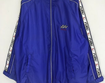 Vintage 90's Fubu Windbreaker Zipper Jacket Blue Large Fubu