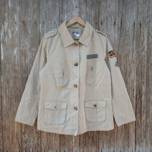 Rare!! Worker Jacket Stylish Button Down Style Army Design Pocket Size M