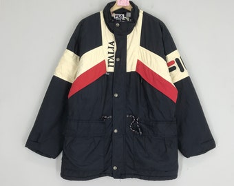 Vintage 90's Fila Italia Ski Jacket Colorblock Fila Sports Big Logo Outerwear Winter Jacket Fila Multicolor Jacket Sport Size L