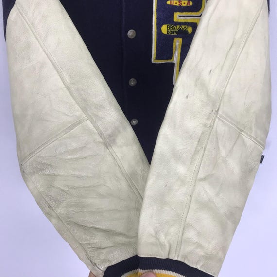 Vintage First Down Blue Varsity Jacket Medium Fir… - image 7