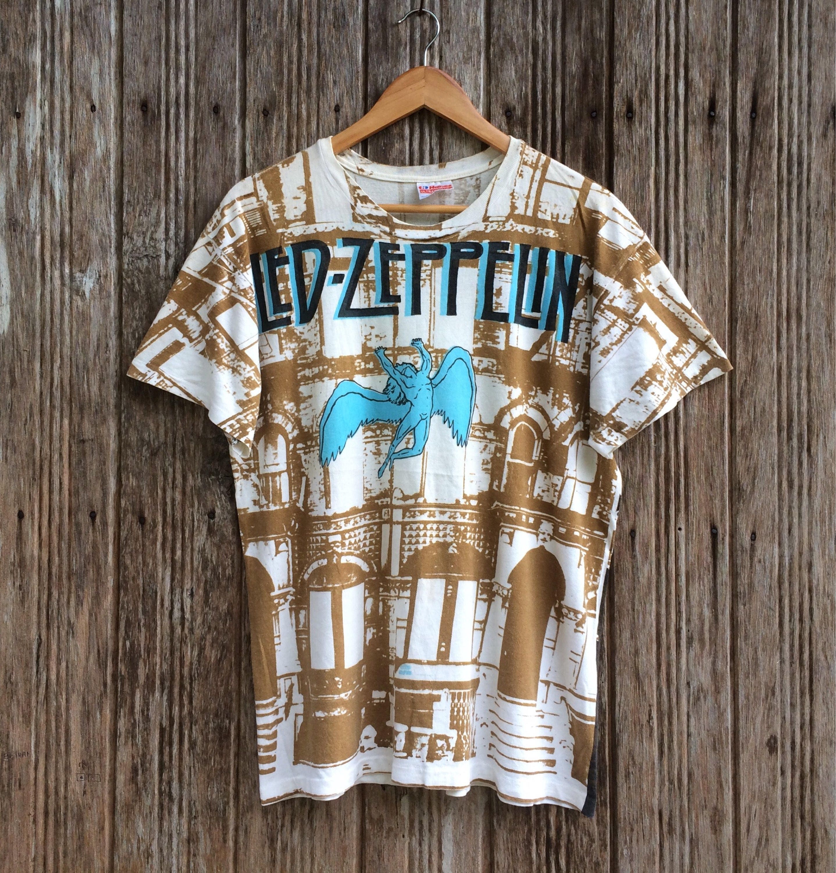 Rare!! Vintage Led Zeppelin Allover Print Band Promo T-shirt Rare!! Vintage Led Zeppelin Allover Print Band Promo T-shirt