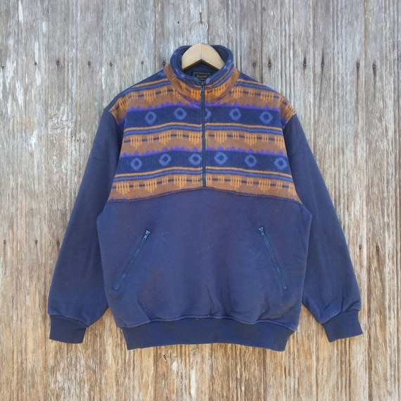 Vintage Sweatshirts Half Zipper Fleece Style Nava… - image 1