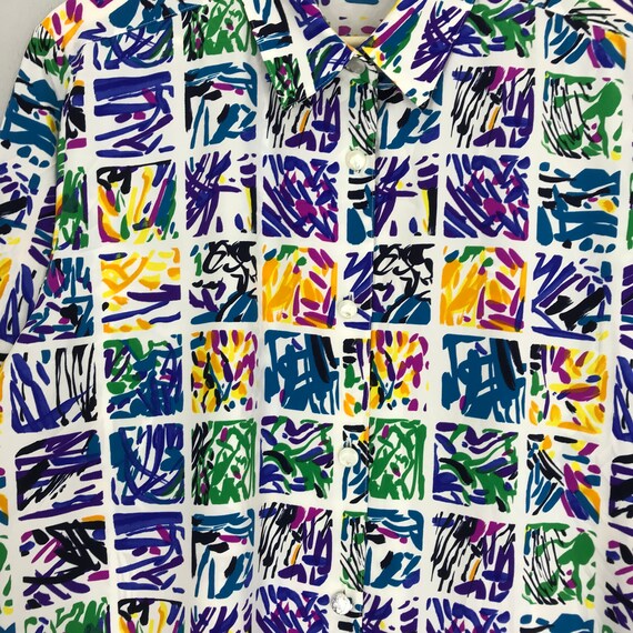 Vintage 90s Baroque Shirt Silk Abstract Multicolo… - image 4