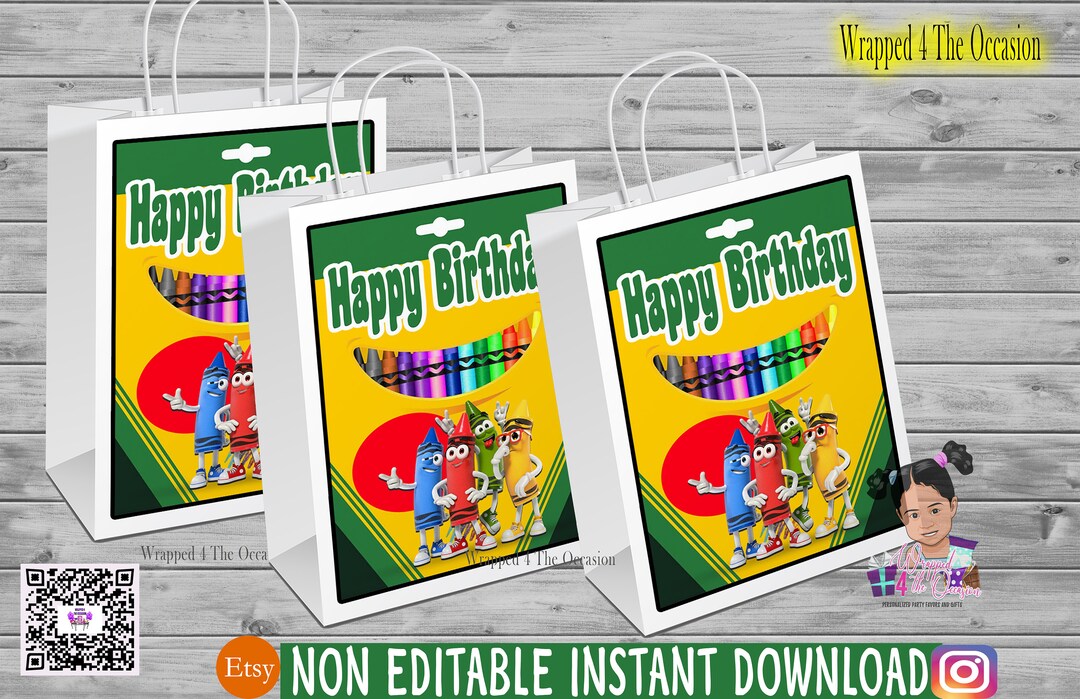 Non Personalized Crayon Gift Bag Labels Etsy